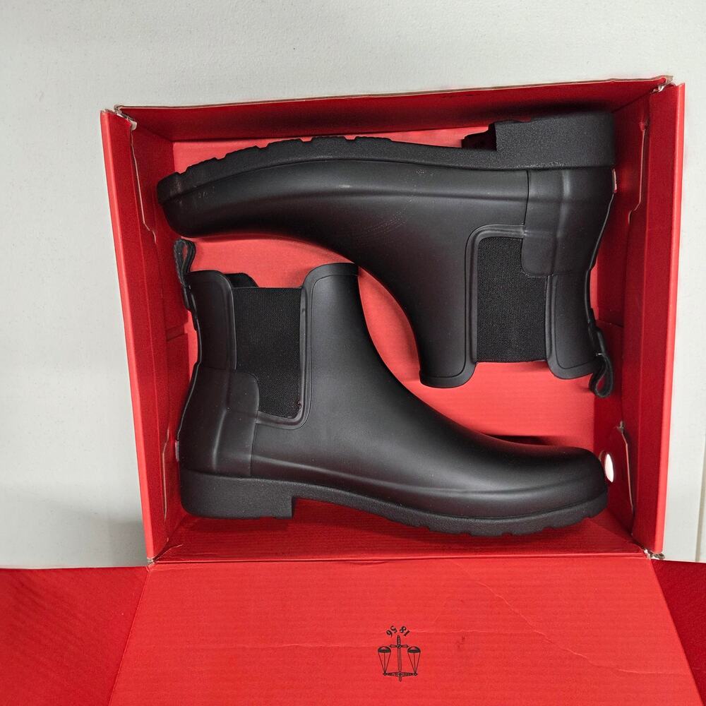 Hunter Commando Waterproof Chelsea Boots Pull On Black Womens Size US 10 EU 42 - Picture 11 of 13